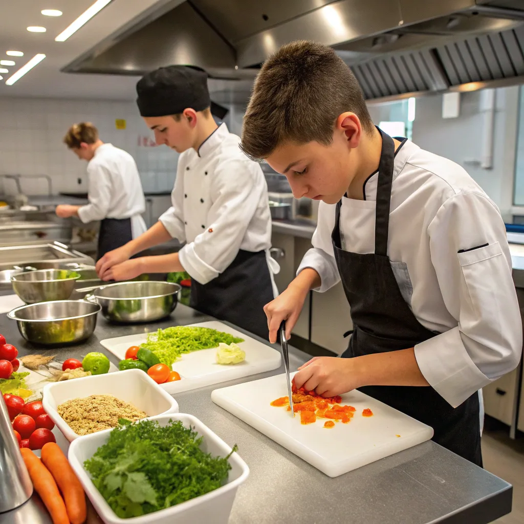Young chefs preparing their meals